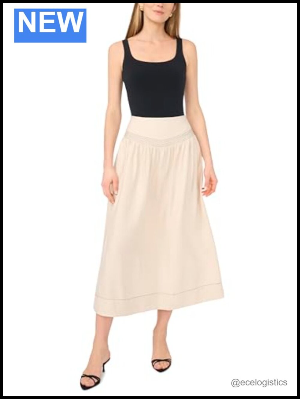 Vince Camuto Trappunto Midi Skirt Women's 100% Rayon Zip Closure
